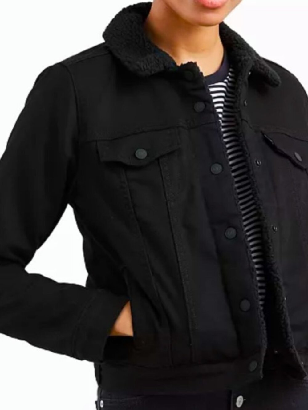nwt LEVI'S sherpa trucker black denim jacket small